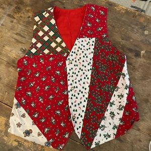 Vintage 1980-90s Handmade Christmas Vest, M